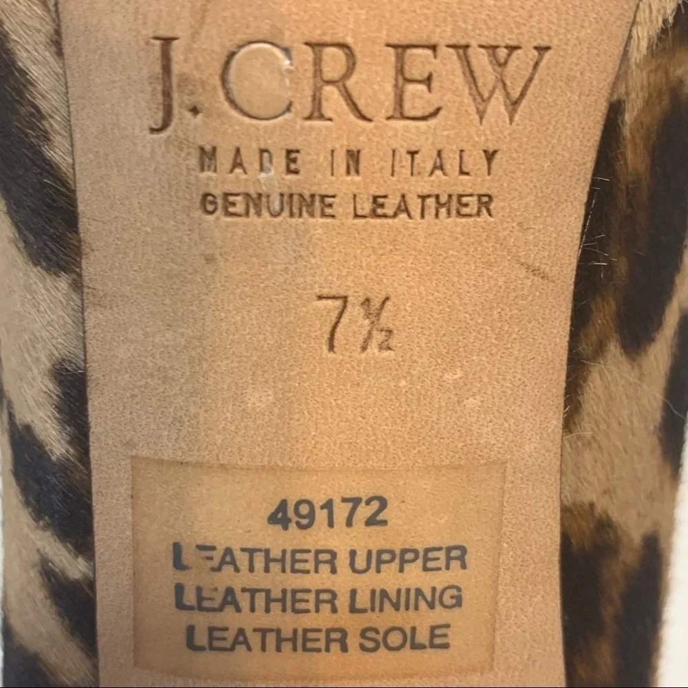J. Crew Pia Calf Hair Leather Cheetah Platform Heels Women’s 7.5